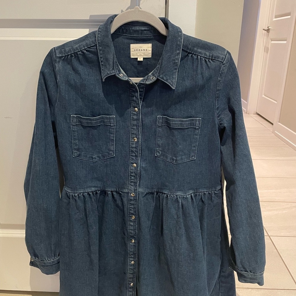 Sezane Leana Denim Dress, size 4